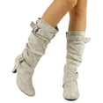 thumbnail image 1 of Mostsola Womens Mid Calf Boots Slouchy Fashion Strappy Low Heel Pull on Suede Fall Booties, 1 of 4