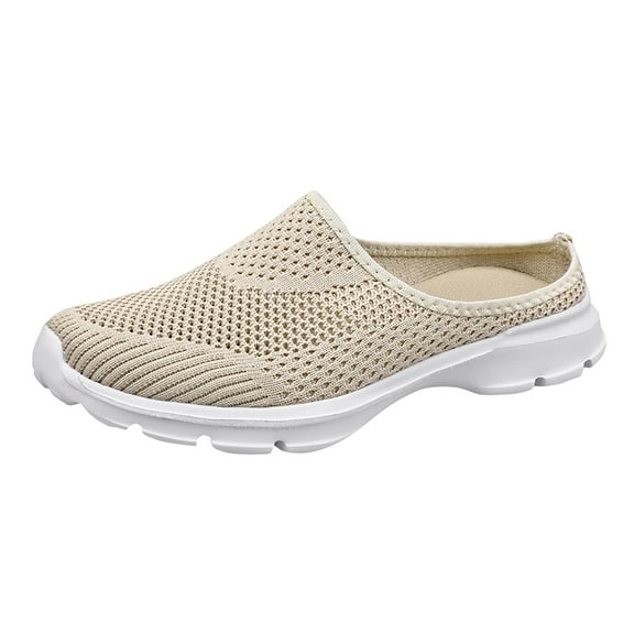 Mostsola Womens Mules Mens Slip on Sneakers Knit Flats Lightweight Comfort Casual Walking Shoes