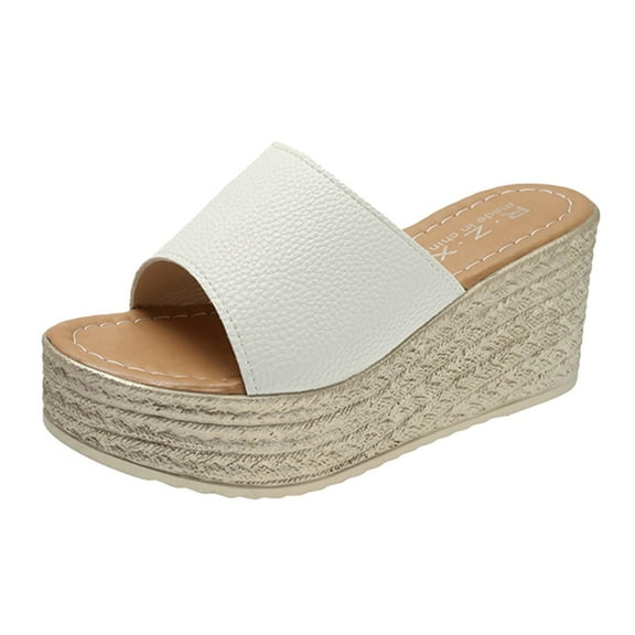 Mostsola Womens Open Toe Platform Sandals Comfort Slip on Espadrille Wedge Slides with Arch Support