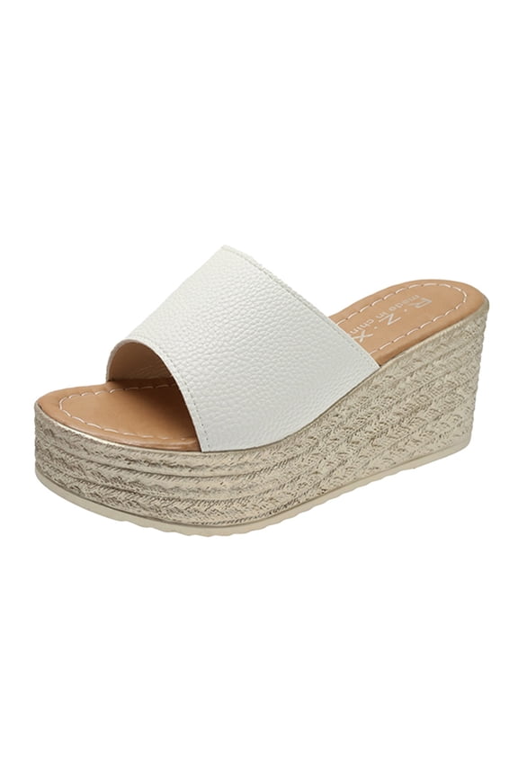 Womens Open Toe Platform Sandals Comfort Slip on Espadrille Wedge Slides with Arch Support