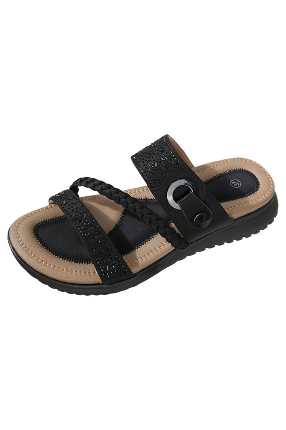 Womens Orthotic Sandals Comfortable Soft Cushion Slides Open Toe Braided Band Sandals