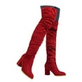 thumbnail image 1 of Mostsola Womens Over the knee Thigh High Boots Suede Chunky Block Heel Pull on Side Zipper Boots, 1 of 9