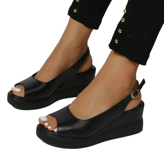 Mostsola Womens Peep Toe Wedges Shoes Platform Slingback Low Heel Summer Dress Sandals for Business
