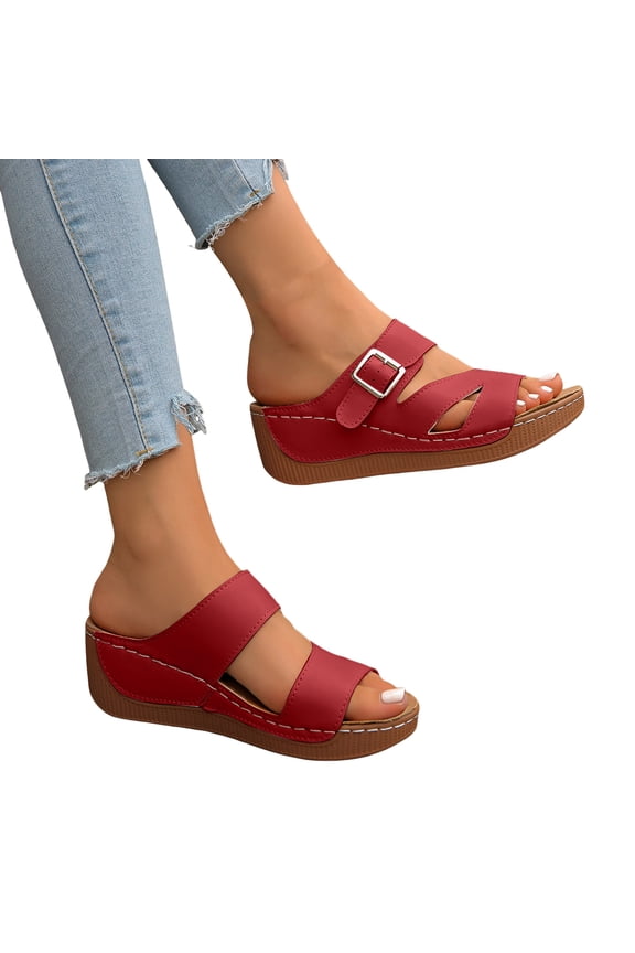 Womens Platform Sandals Comfortable Arch Support Slippers Slip on Orthopedic Wedges Slides