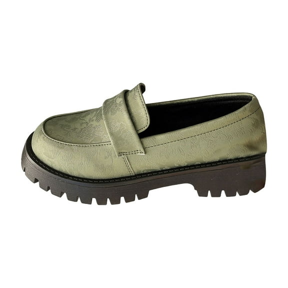 Mostsola Womens Retro Printed Loafers Fashion Slip on Platform Lug Sole Casual Dressy Penny Loafers