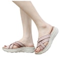 thumbnail image 1 of Mostsola Womens Sandals Anti-Slip Open Toe Slip on Shoes Casual Crisscross Strap Summer Slides, 1 of 9