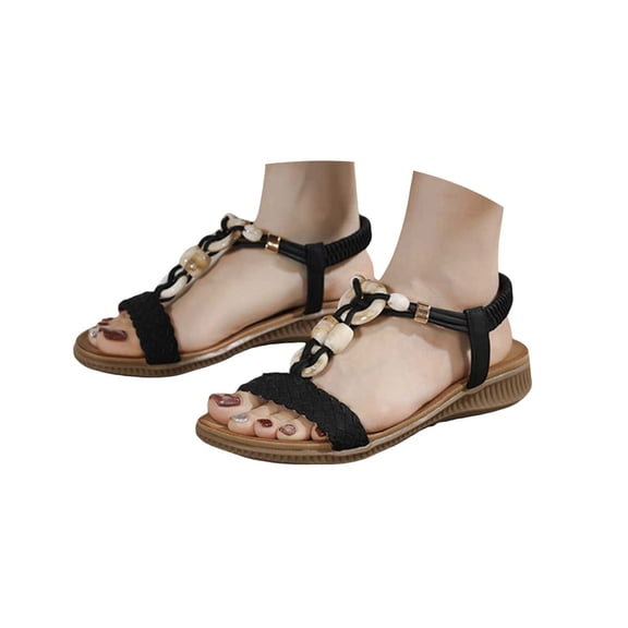 Mostsola Womens Sandals Dressy Summer Beach Shoes Trendy Casual Beaded Open Toe Walking Flats