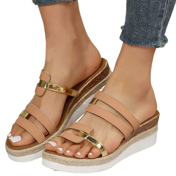 Mostsola Womens Sandals Espadrilles Fashion Heels Soft Open Toe Slip on Beach Shoes Casual Slippers