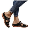 thumbnail image 1 of Mostsola Womens Sandals Floral Embroidery Slides Open Toe Wedge Sandals Comfort Orthopedic Sandals, 1 of 4