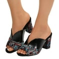 thumbnail image 1 of Mostsola Womens Sandals Open Toe Heels Retro Embroidery Backless Slippers Slip on Slides Pumps, 1 of 8