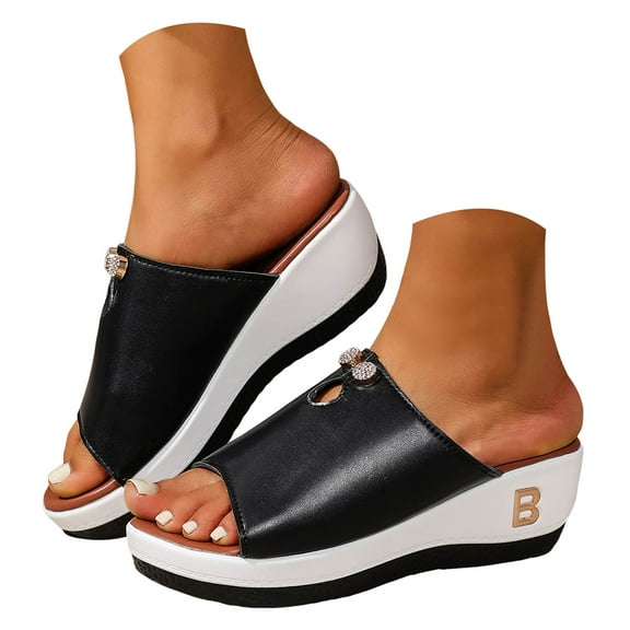 Mostsola Womens Sandals Platform Wedges Heels Slip on Shoes Casual Slippers Open Toe Slides