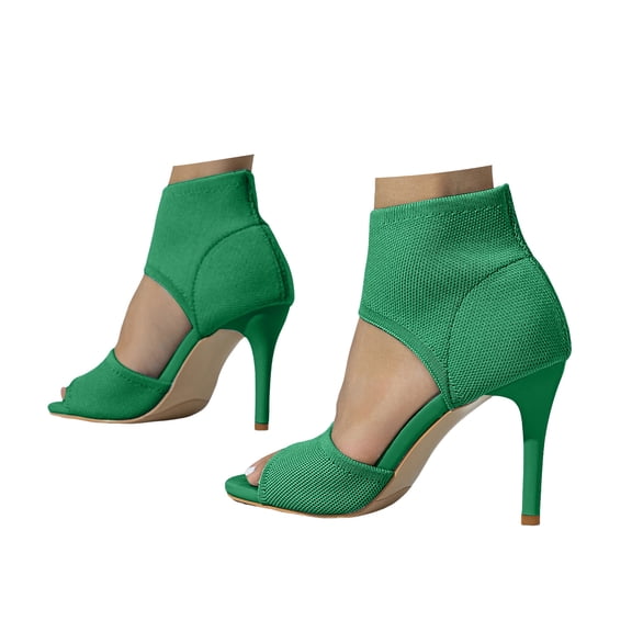 Mostsola Womens Sandals Sexy Peep Toe Knit Heels Dress Shoes Slip on Stiletto Summer Booties