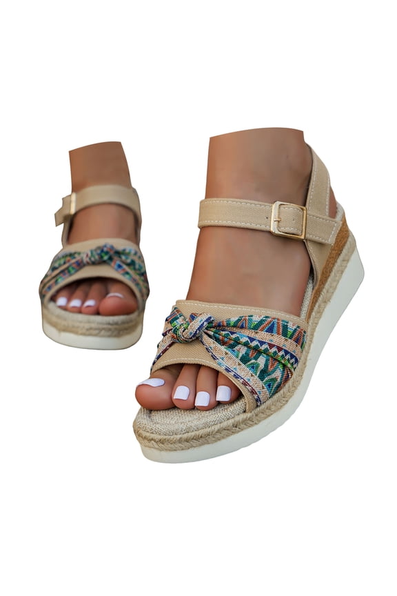 Womens Sandals Wedge Espadrilles for Women Open Toe Bow Dress Beach Shoes Slingback Heels