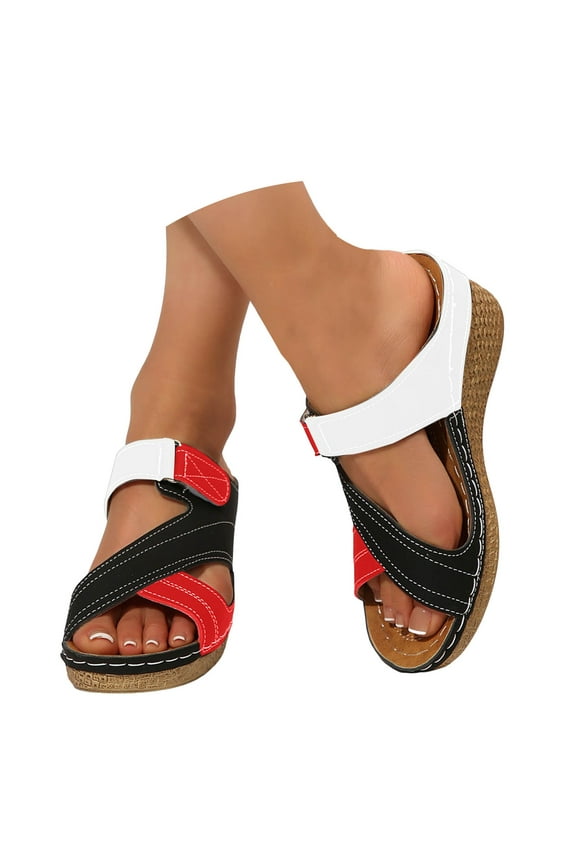 Womens Sandals with Arch Support Orthopedic Wedges Slides Adjustable Slip on Dress Sandals
