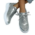 thumbnail image 1 of Mostsola Womens Sneakers Fashion Glitter Lace up Tennis Shoes Low Top Platform Walking Shoes, 1 of 9