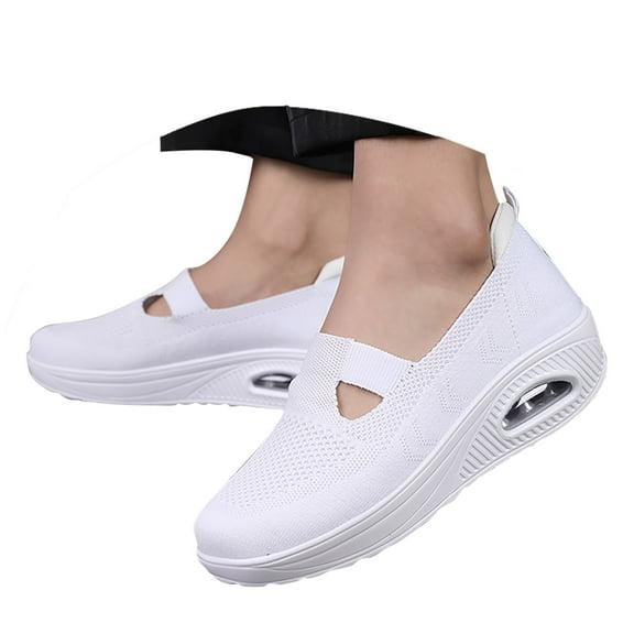 Mostsola Womens Sneakers Platform Loafers Air Cushion Mesh Walking Shoes Slip on Nurse Shoes