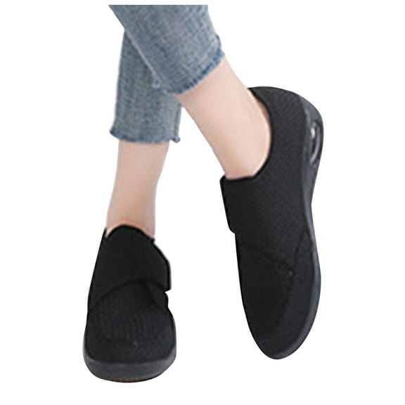 Mostsola Womens Sneakers Slip on Shoes Knit Mesh Platform Waling Shoes Adjustable Nurse Shoes