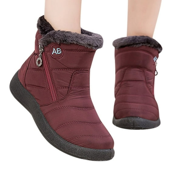 Mostsola Womens Snow Boots with Zipper Winter Warm Anti-Slip Ankle Boots Furry Lined Outdoor Booties