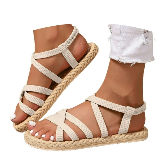 Mostsola Womens Strappy Sandals Open Toe Beach Shoes Braided Slingback Flats Summer Dress Shoes