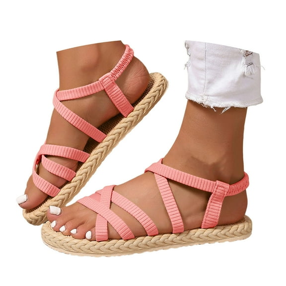 Mostsola Womens Strappy Sandals Open Toe Beach Shoes Braided Slingback Flats Summer Dress Shoes