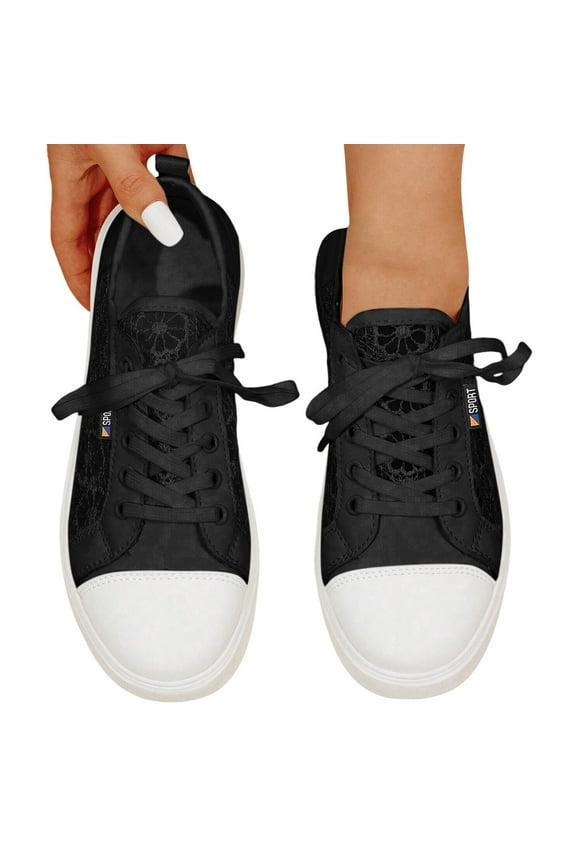 Womens Tennis Shoes Low Top Lace up Fashion Sneakers Lace Mesh Summer Walking Shoes