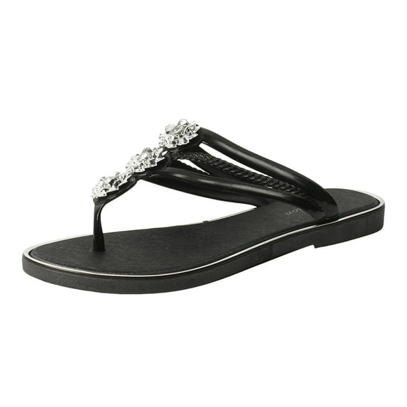 Mostsola Womens Trendy Flower Rhinestone Flat Sandals Casual Lightweight Flip Flops Summer Slides