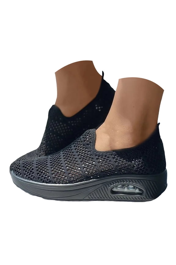 Womens Walking Shoes Breathable Slip on Platform Sneakers Arch Support Wedge Sandals
