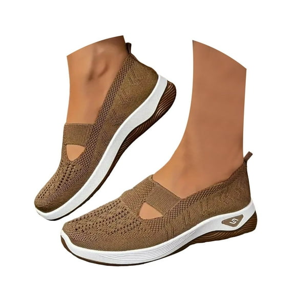 Mostsola Womens Walking Shoes Knit Mesh Slip on Loafers Comfort Nurse Shoes Casual Flats for Women