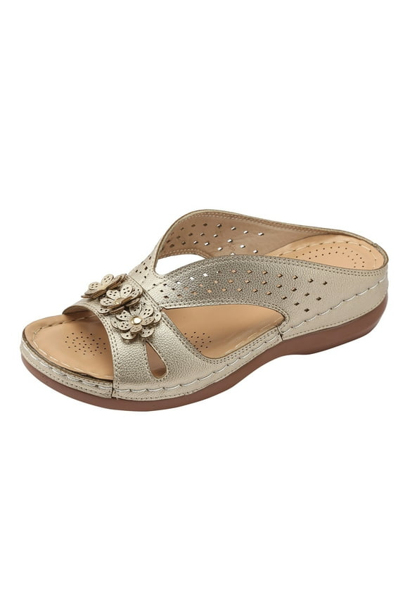 Womens Wedge Sandals Bohemian Flower Platform Sandals Slip on Dress Summer Beach Shoes