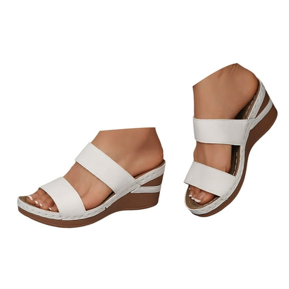 Mostsola Womens Wedge Sandals Summer Platform Heels Comfortable Slip on Shoes Open Toe Slippers