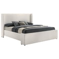 thumbnail image 1 of Benjara Mosy King Platform Bed- White Boucle Upholstered Wingback Headboard, 1 of 6