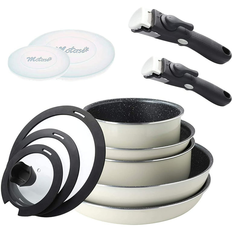 Nonstick Cookware Set With Removable Handles Pots And Pans