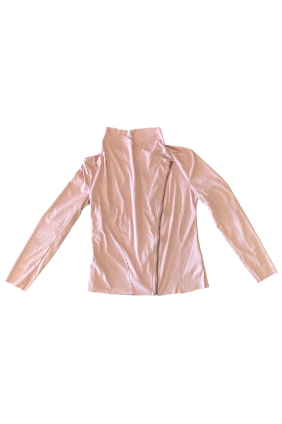 Women's Lightweight Soft Faux Suede Zip Up Drape Jacket (Dusty Blush, M)