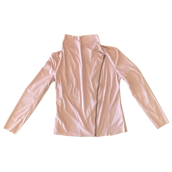 Mote Women's Lightweight Soft Faux Suede Zip Up Drape Jacket (Dusty Blush, M)
