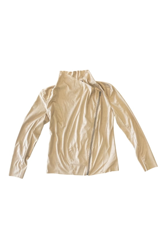 Women's Lightweight Soft Faux Suede Zip Up Drape Jacket (Khaki, M)