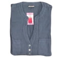 thumbnail image 1 of Mote Women's Long Sleeve 3 Button V-Neck Gauze Lightweight Tunic Top (Blue, XL), 1 of 2