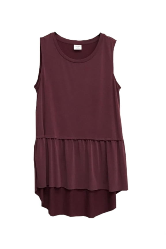 Womens Size X-Large Sleeveless Super-Soft-Modal Hi-Low Tunic Legging Blouse, Burgundy