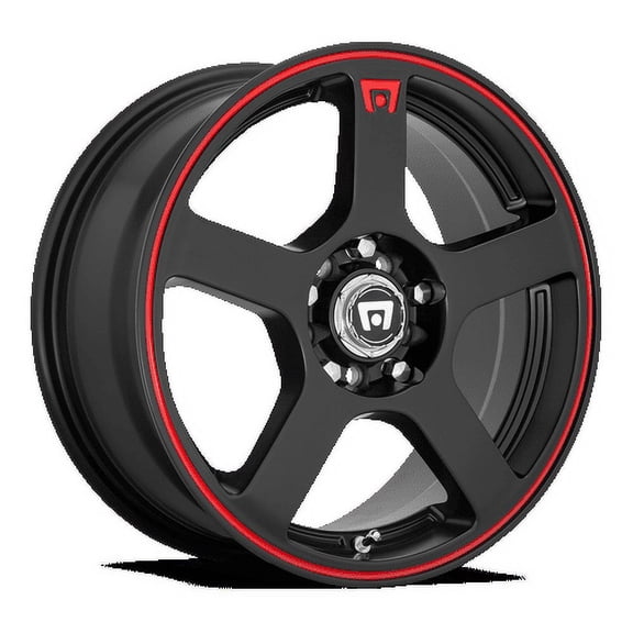 Motegi Aluminum Rim MR116 FS5 18X8in Matte Black Red Racing Stripe Finish, MR11688017735