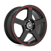 Motegi Aluminum Rim MR116 FS5 18X8in Matte Black Red Racing Stripe Finish, MR11688031745