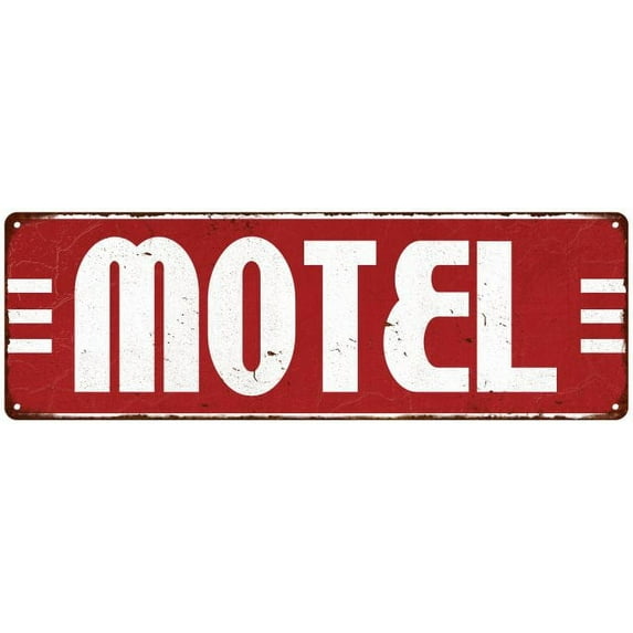 Motel Red Restaurant Diner Food Vintage Look Metal Sign 6x18 206180069006