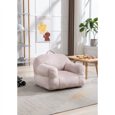 Motent Kid's Bean Bag Chair Velvet Fabric Memory Sponge Stuffed Bean Bag Chair For Children, suit for indoor, Living room and Bedroom, Pink