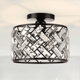 thumbnail image 1 of FRIDEKO HOME 8.86" Crystal Ceiling Light Fixture, E26 Base, Black Modern Semi Flush Mount Ceiling Light for Hallway, Closet, Foyer, Bathroom (Without Bulb), 1 of 10