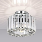 Motent Modern Crystal Chandelier, Chrome Semi Flush Ceiling Light for Bedrooms Dinning Rooms Hallway
