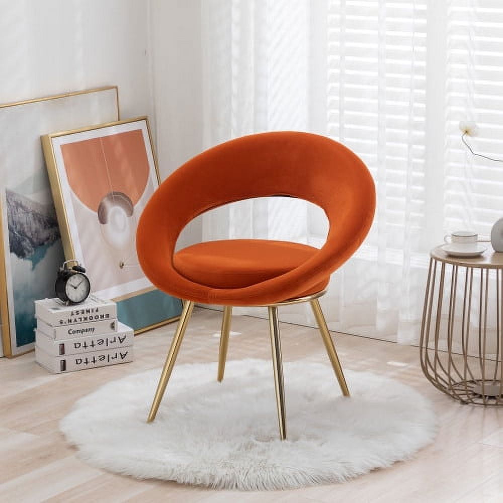 Motent Orange Velvet Modern accent/Conversation Lounge Chair With