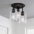 thumbnail image 1 of FRIDEKO HOME 3-Light Semi Flush Mount Ceiling Light, E26 Base, Clear Glass Shades, Matte Black Kitchen Light Fixtures for Dining Room, Hallway, Living Room (Without Bulb), 1 of 11