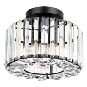 Frideko Home Modern Modern Ceiling Light, 9" Semi Flush Mount Ceiling Light Fixtures, Black Mini Crystal Chandeliers E26 Base for Dinning Room Bedroom Hallway Bulb not Included