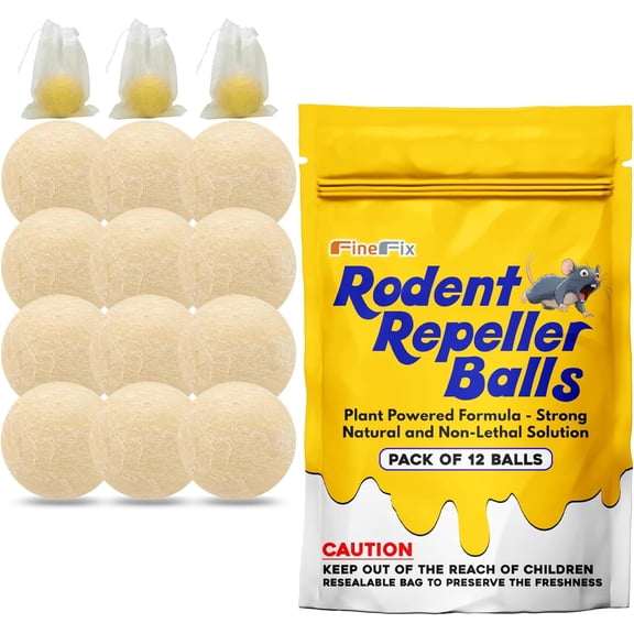 Moth Balls, 12 Pack Repellent Balls for Outdoor Use, Natural Rat and Mice Deterrent, Get Rid of Rodents from Garage, RV, Barn, Boat, Garden, and Home