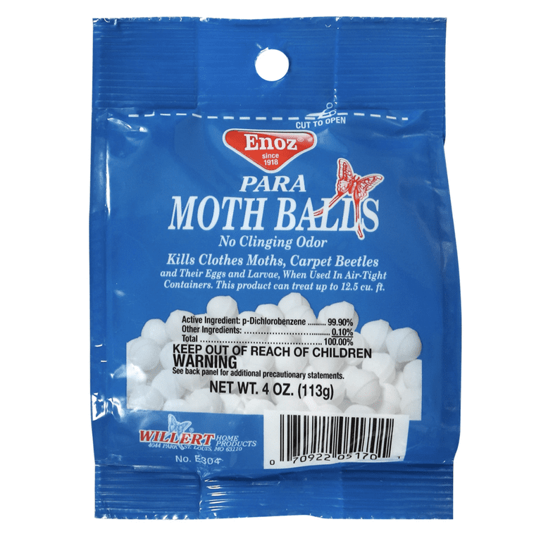 Moth Balls Kills Clothes Moths, Carpet Beetles, 4 Ounce, 12 Bags