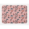 thumbnail image 1 of Moth Bath Mat, Butterfly Design Flying Insects Freedom Wings of Mother Nature Pattern, Plush Bathroom Decor Mat with Non Slip Backing, 29.5" X 17.5", Rose Salmon and Dark Blue, by Ambesonne, 1 of 2