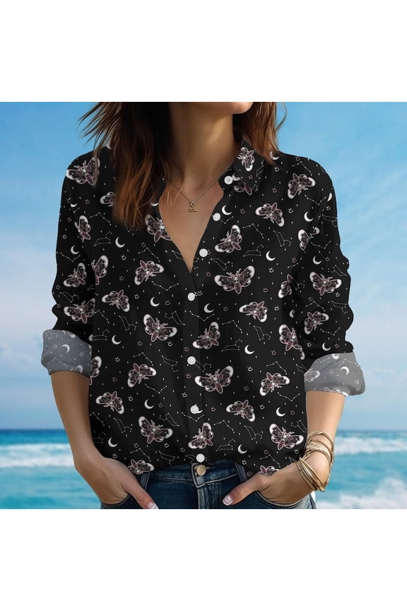 Moth Blouse Shirt, Gothic Insect Women Shirt, Dark Aesthetic Summer Top, Creepy Moth Shirt, Birthday Gift For Women